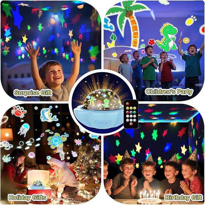Dinosaur Toys for 3-10 Year old Boys,7-in-1 Kids Night Light Projector with 3 Films 93 Effects, Remote, Timer, 360° Rotation, Birthday Christmas Xmas Gifts Stocking Stuffers for Kids Age 3 4 5 6-CubbioJoy