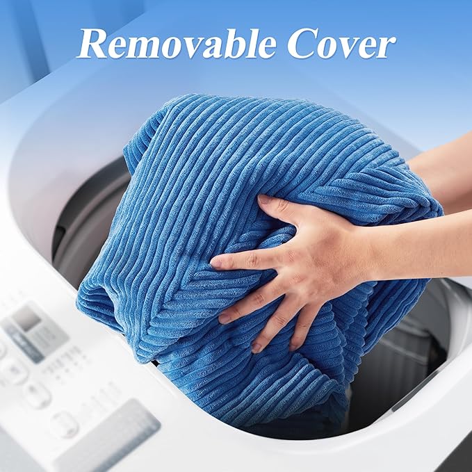 3.5FT Bean Bag Chairs Teardrop Bean Bag Chair for Adults Beanbag Chair with Memory Foam Filled Machine Washable Cover for Living Room, Bedroom (Large,Blue)-CubbioJoy