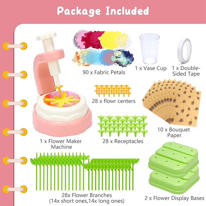 Aboofx Fabric Flower Bouquet Toys for Girls 3 4 5 6 7 8 Years Old, Flower Making Kit for Kids Age 3 4 5 6 7 8, Educational DIY Flowers Press Craft Kit Toy for Girls Birthday Holiday Party Xmas Gifts-CubbioJoy