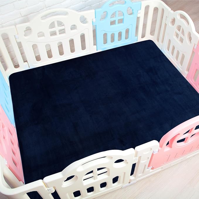 BALAPET Thick Memory Foam 50x50 Play Mat for Playpen, Super Soft Velvet Portable Baby Playpen Mat for Kids Toddler Crawling and Play, Non-Slip Bottom Playmat, Navy Blue-CubbioJoy