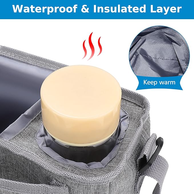 Accmor Universal Stroller Organizer with Insulated Cup Holder and Shoulder Strap, Stroller Bag Caddy Organizer Stroller Accessories for Uppababy, Baby Jogger, Nuna, Doona, Britax Strollers-CubbioJoy