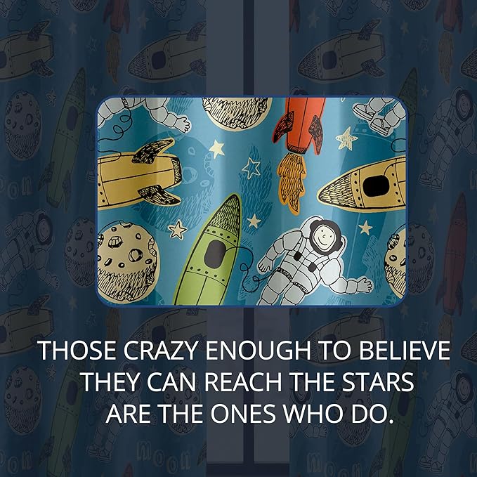 Kids Astronaut and Rocket Blackout Curtains - 100% Blackout, Thermal Insulated, Noise Reducing, Bring The Cosmos Closer to Your Kid’s Room, 2 Panels (Moonbound Adventure, W52×L63)-CubbioJoy