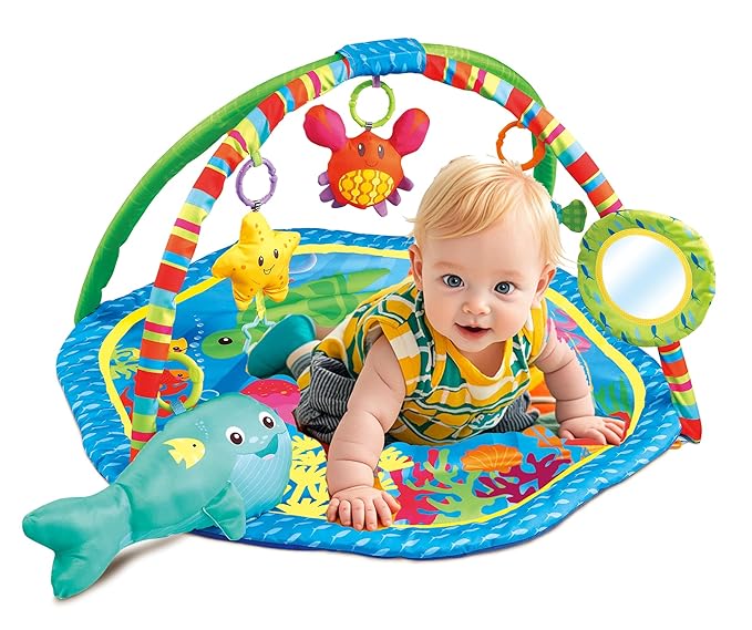 Baby Activity Play Gym Mats Ocean Park with Arches, Activity Toys, Animals Toys (L30 x W30 Inch)-CubbioJoy