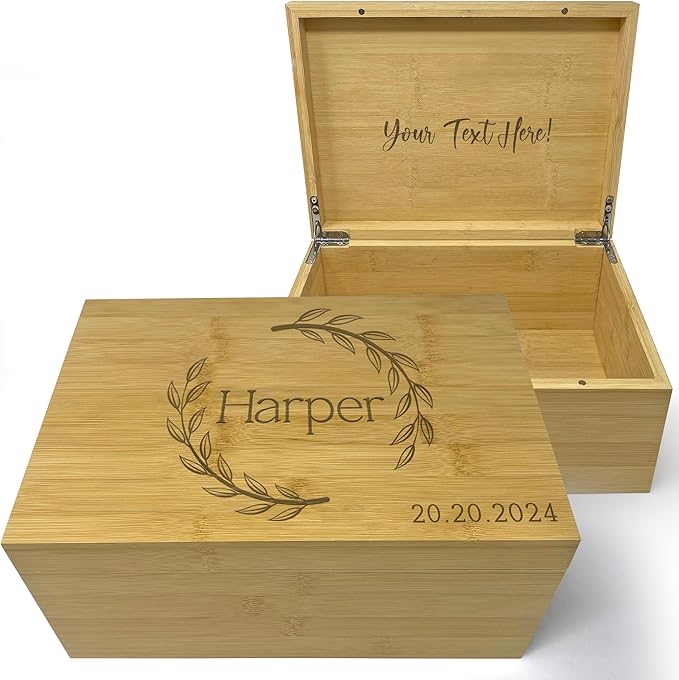 Custom Newborn Keepsake Box Baby - First Birthday Memory Box for Kids, Inside Space, Engraved Time Capsule Boxes 1st Birthday Keepsakes Gifts for Babies, Baby Gift Shower for New Parents, 11x8x4,75 in-CubbioJoy