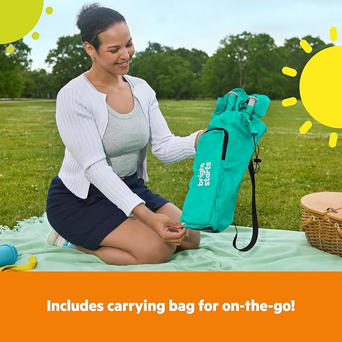 Bright Starts Pop 'N Sit Portable Booster, Indoor/Outdoor Use, Floor Seat with Feeding Tray, Teal, 6 Mos - 3 Yrs-CubbioJoy