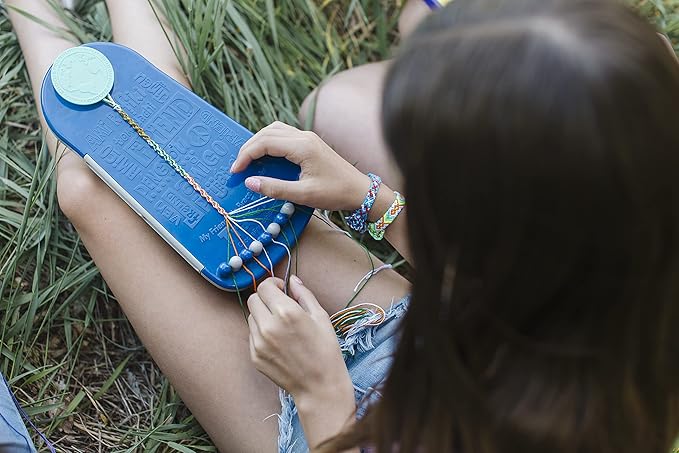 Choose Friendship Bracelet Making Kit – 20 Pre-Cut Threads, Portable Loom with Storage, Makes 8 Bracelets, Craft Gift for Kids Ages 8+, Dark Blue “Blueberry”-CubbioJoy