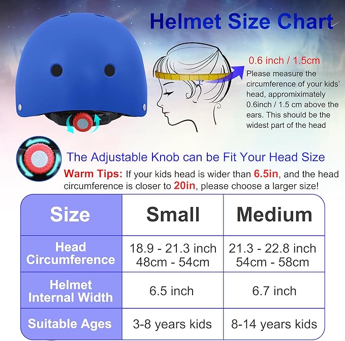 Kids Bike Helmet with DIY Stickers and Knee Pads Elbow Pads Wrist Guard Set for Ages 3-8-14 Toddler Boys Girls Helmet for Roller Skates Cycling Skateboarding Bicycle Scooter-CubbioJoy