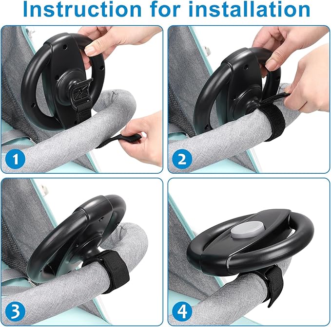 Accmor Stroller Steering Wheel Toy, Pretend Driving Simulated Steering Wheel for Baby Stroller Shopping Carts, Universal Detachable Funny Stroller Shopping Carts Toy Attachment Accessories-CubbioJoy