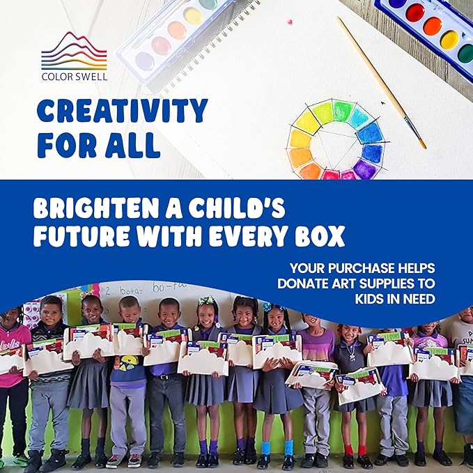 Color Swell 144 Set Bulk Watercolor Paint Pack with Wood Brushes 8 Colors Washable Water Colors Perfect for Kids Classroom Parties Students All Ages-CubbioJoy