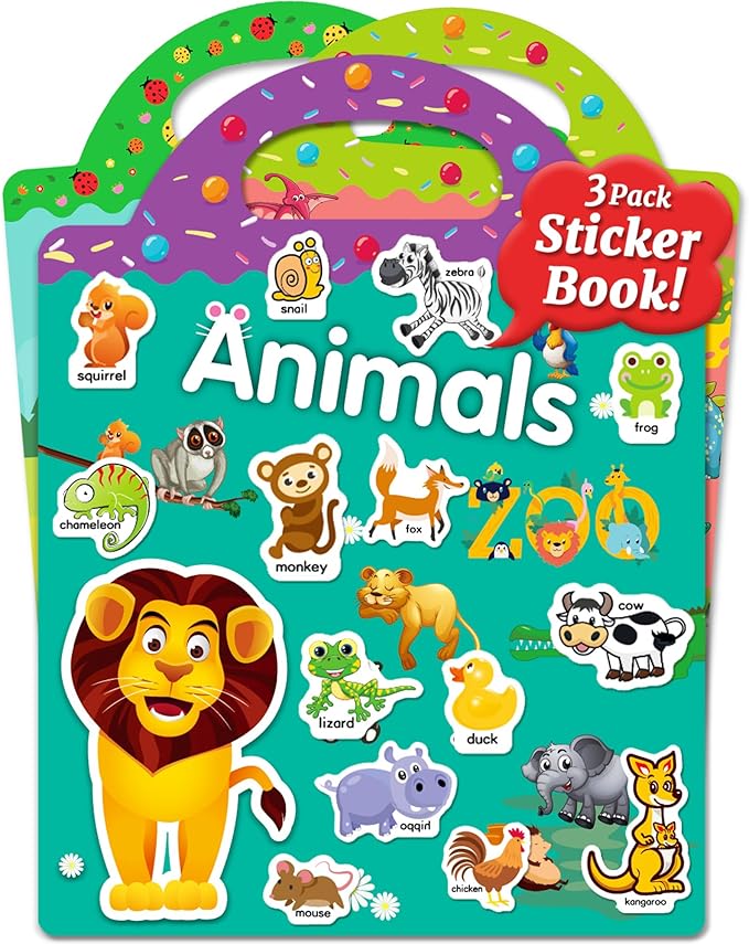 Benresive Reusable Sticker Books for Kids 2-4, Sticker Books for Toddlers 1-3 2-4, Toddler Travel Toys Activities Crafts Gifts - Animals, Dinosaurs and Insect-CubbioJoy