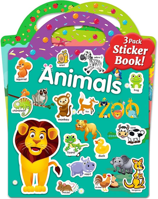 Benresive Reusable Sticker Books for Kids 2-4, Sticker Books for Toddlers 1-3 2-4, Toddler Travel Toys Activities Crafts Gifts - Animals, Dinosaurs and Insect-CubbioJoy