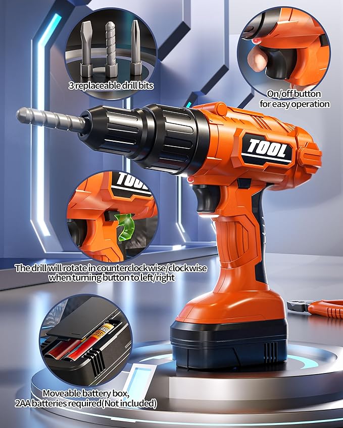 36Pcs Kids Tool Set, Toddler Tool Construction Toys with Belt & Electronic Drill for Boys Girls 3-5, Sturdy Tool Bag Suitable for Outdoor Use-CubbioJoy