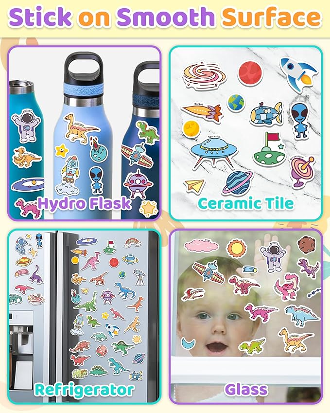 Benresive Reusable Sticker Books for Kids 2-4, Sticker Books for Toddlers 1-3 2-4, Toddler Travel Toys Activities Crafts Gifts - Dinosaurs, Space and Body-CubbioJoy