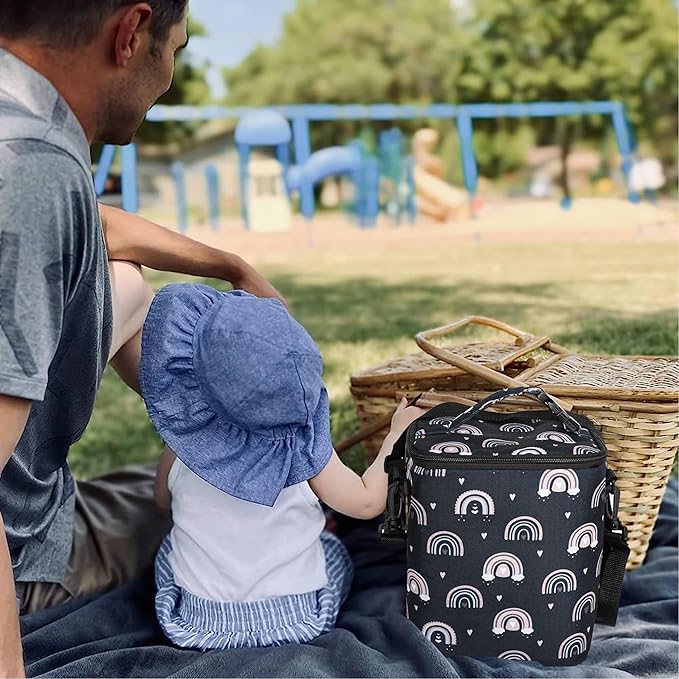 Breastmilk Cooler Bag with Ice Pack Fits 4 Baby Bottles Up to 9 Ounce Insulated Baby Bottle Bag Breast Milk Cooler on the Go with Strap Fits Medela/Dr.Brown's for Nursing Mom Daycare, Work or Travel-CubbioJoy