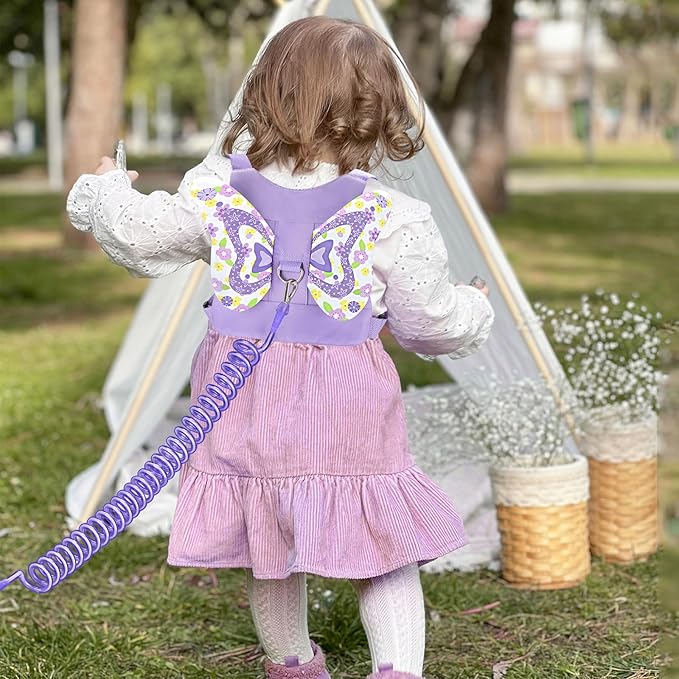 Accmor Toddler Harness Leash + Anti Lost Wrist Link, Cute Butterfly Kids Leash Wristband Assistant, Adorable Child Walking Harness Strap Adjustable Belt Protector for Baby Girls to Outdoor Travel-CubbioJoy