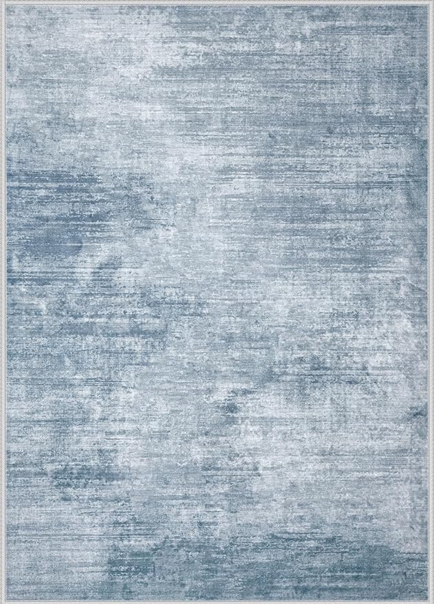 Area Rugs 8x10 Living Room: Washable Rug Modern Abstract Large Rugs Soft Non Slip Neutral Rug Stain Resistant Indoor Carpet for Bedroom Kitchen Dining Room Table Nursery Home Office Rugs(Blue,8'x10')-CubbioJoy