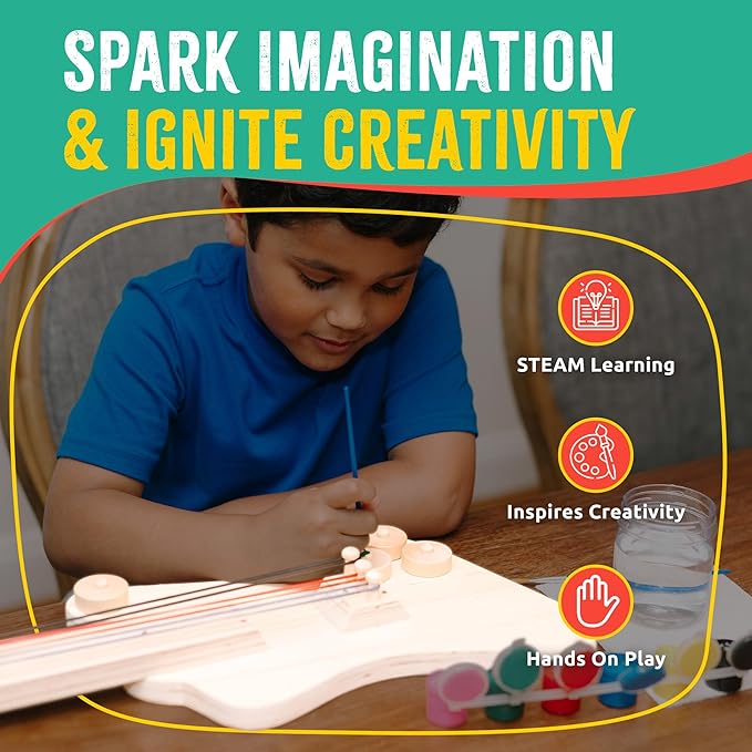 DIY Wood Building Kits, STEM Woodworking Kit for Kids, Creative Fun Craft Projects, Great Gift for Boys & Girls (Wooden Guitar, 1-Pack)-CubbioJoy