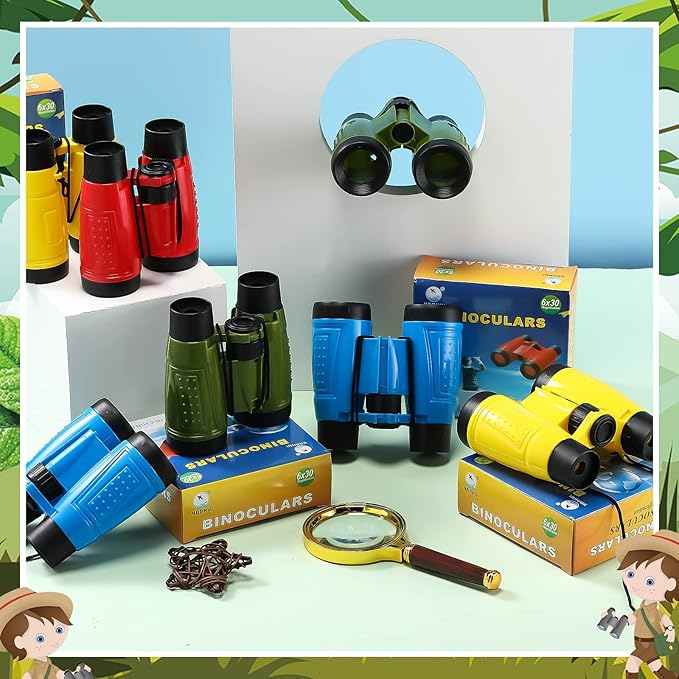 24 Pieces Toy Binoculars with Neck String Assorted Colors Novelty Binoculars Camping Birthday Party Supplies Nature Exploration Toys for Outdoors Indoors Sightseeing, Camping, Birdwatching Wildlife-CubbioJoy