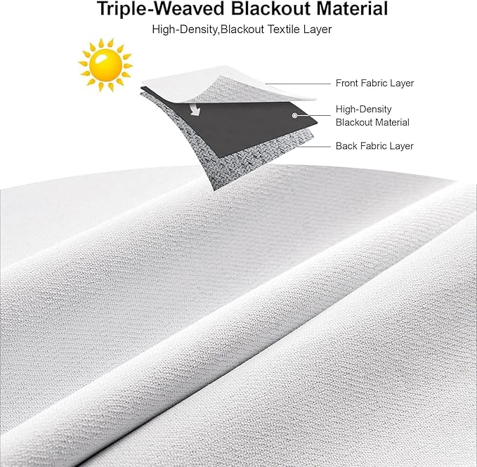 Joydeco Custom Blackout Curtains for Bedroom, Total Blackout Curtains Back Tab & Rod Pocket, Solid Thermal Insulated Window Drapes Luxury Decor for Living Room 1 Panel (Custom Size, White)-CubbioJoy