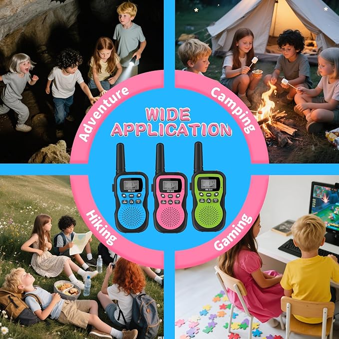 3 Pcs Walkie Talkies for Kids Rechargeable 3 KM Handheld Walkie Talkies Long Range 22 Channel 2 Way Radio Birthday Party Gifts for 3-12 Years Old Girls Boys Outside Adventure Camping Hiking-CubbioJoy