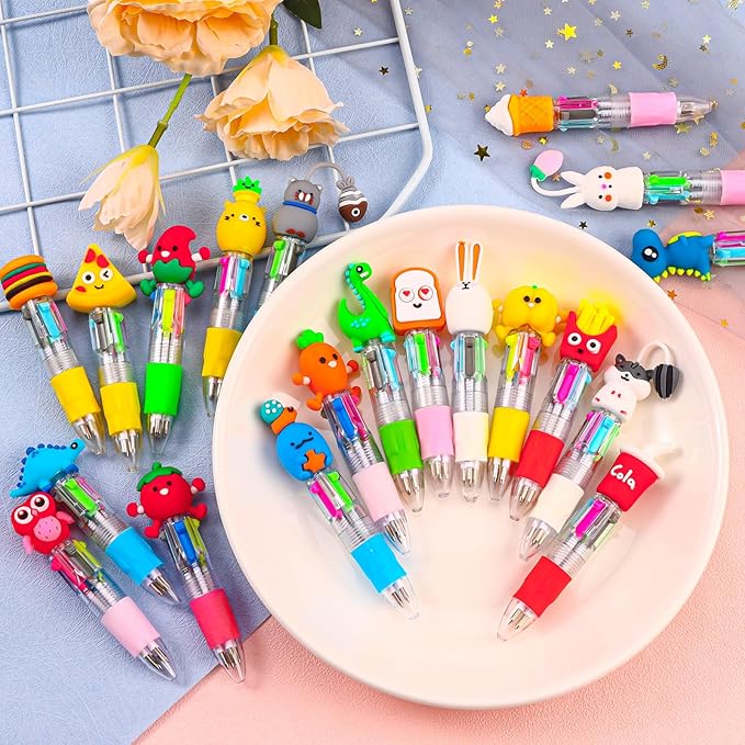 20Pcs Mini Multicolor Pens in One 4-in-1 Cute Pens Bulk for Kids, Fun Kawaii Ballpoint Pen for Birthdays and Children's Party Favors Gifts, Teacher School Supplies-CubbioJoy