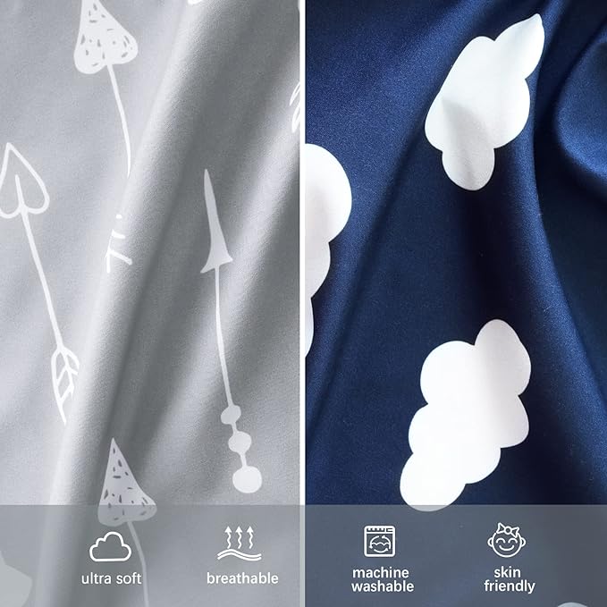 Crib Sheets for Boys and Girls Fitted 4 Pack - Breathable, Soft Microfiber Baby Sheets in Grey, Navy and White-CubbioJoy