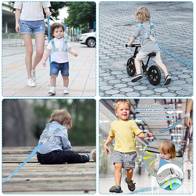 Accmor 3 in 1 Toddler Harness Leash, Reflective kids Harnesses with Anti Lost Wrist Link, Child Leashes with Lock for Boys Girls, Baby Walking Wristband Rope Protection Tether for Outdoor-CubbioJoy
