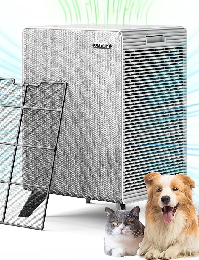Air Purifiers for Home Large Room Up to 2250 ft² - Remove 99% of Smoke Allergies Pet Dander Odor - Dual 3-Stage Filters of Washable Pre-Filters and True HEPA Filters with AQI, Auto Mode-CubbioJoy