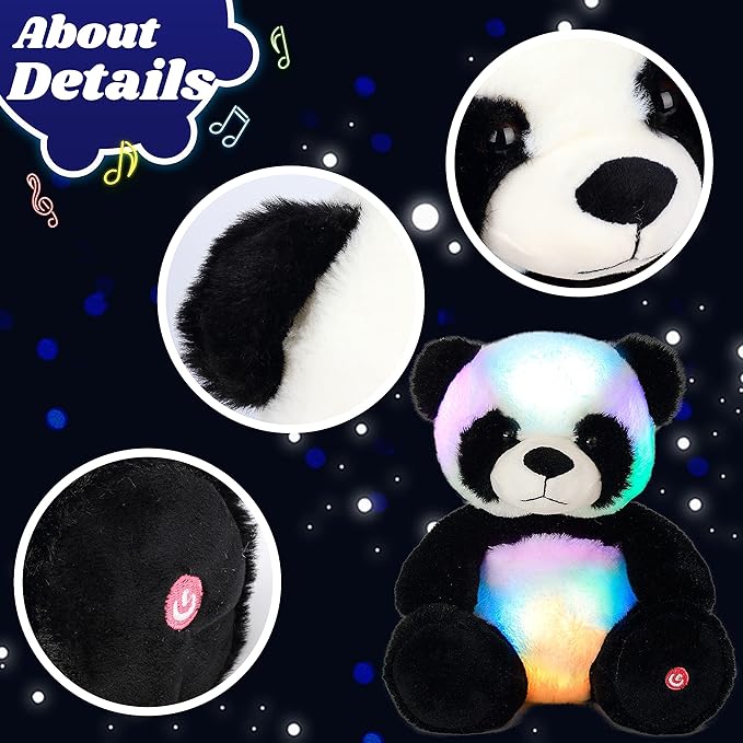 Cuteoy Glowing LED Panda Light-up Nightlight Toys Musical Plush Stuffed Animal Soft Singing Lullabies Birthday Christmas Plushies Gifts for Kids Boys Girls,10"-CubbioJoy