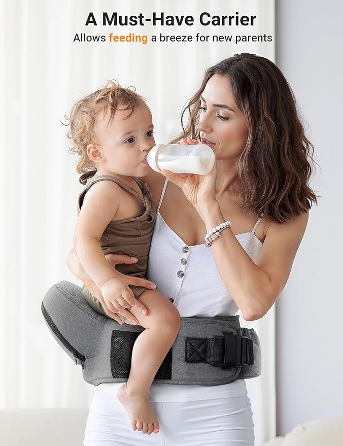 besrey Toddler Hip Carrier - Side Baby Carrier, Up to 44lb, Dad Infant Carrier Hipseat (Grey)-CubbioJoy