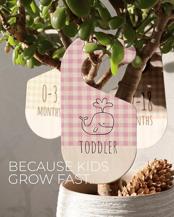 Baby Clothes Organizer - Pink Baby Closet Dividers for Nursery Decor, Storage & Organization - 8 Size Closet Dividers for Hanging Clothes, Gender Neutral Nursery Must-Haves & Accessories-CubbioJoy