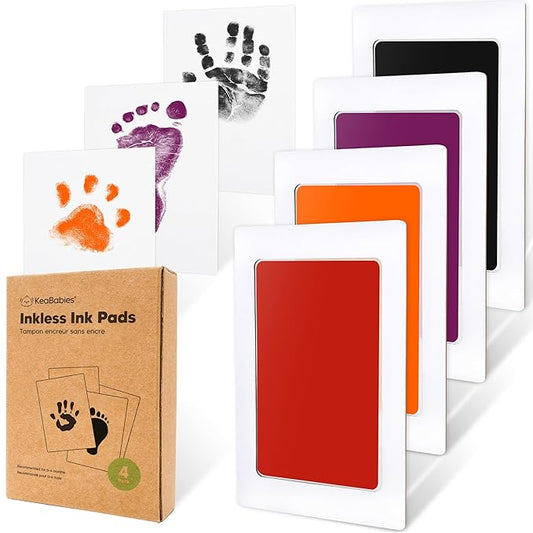 4-Pack Inkless Baby Hand and Footprint Kit - Mess Free Ink Pad for Newborn Keepsake, Dog Nose & Paw Print Kit, Clean Touch Ink Pad for Baby Hand & Footprints, Ideal New Mom Gifts (Halloween)-CubbioJoy