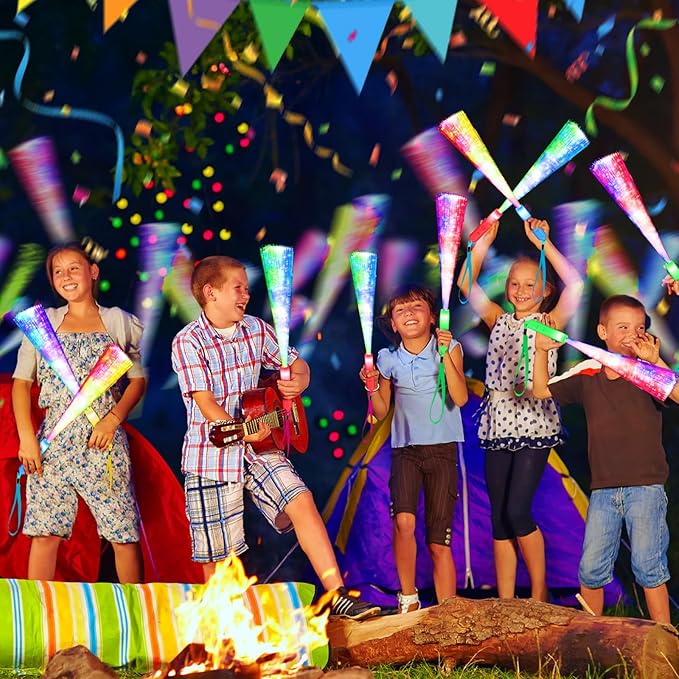 200PCS Glow Fiber Optic Sticks, LED Light Wands, Glow in The Dark Party Supplies, Fiber Optic Wands for Weddings, Birthdays&Events,Flashing LED Party Favors,Colorful Light Sticks for Kids&Adults-CubbioJoy