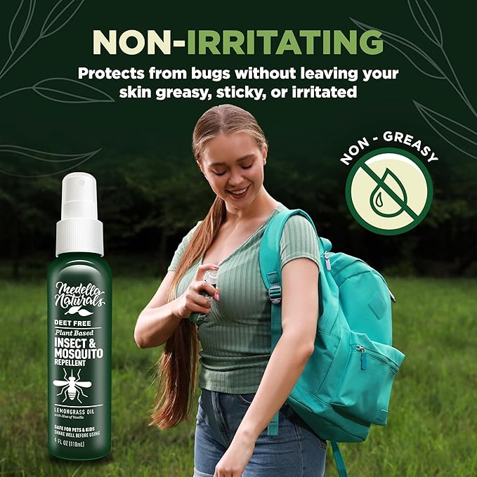Insect & Mosquito Repellent, DEET-Free Naturally Derived Formula, Kid and Pet Friendly, Made in The USA, 4 Ounce Spray Bottle-CubbioJoy