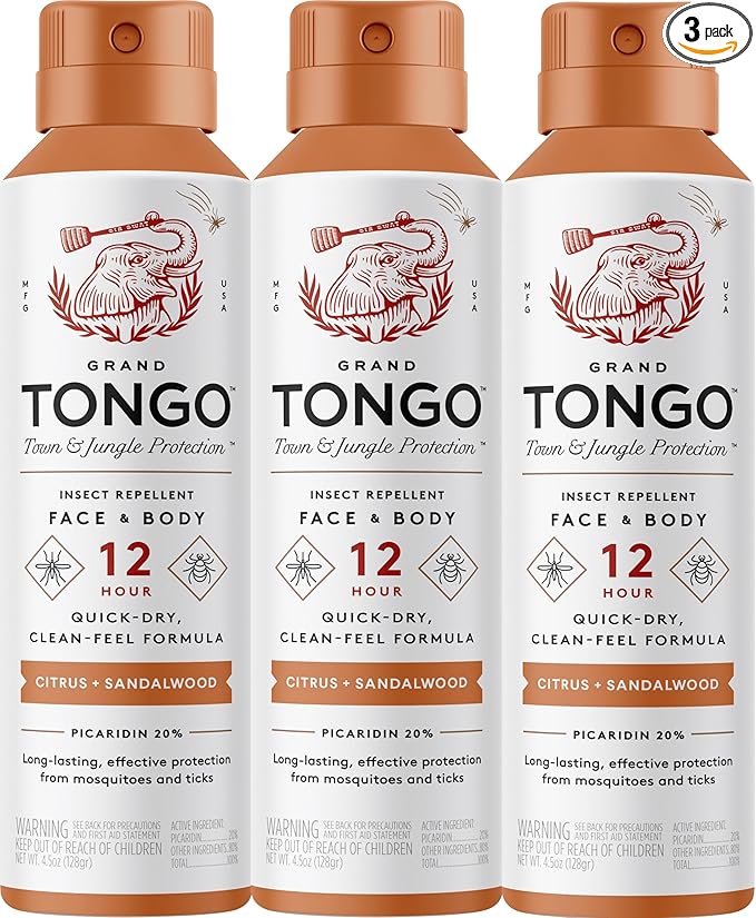 Citrus + Sandalwood Insect Repellent, 12-Hour Mosquito & Tick Protection, Picaridin-Based, Water-Based, Lightweight, Quick-Drying, Vanishing Scent, DEET Alternative, Face & Body Use,3 Pack-CubbioJoy