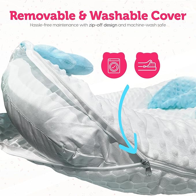 Baby Lounger for Newborn & Infant – Penguin Cozy | Quilted-Padding Center, Adjustable Safety Strap, 100% Cotton Cover, Washable Portable Infant Support Cushion by Sprinta-CubbioJoy