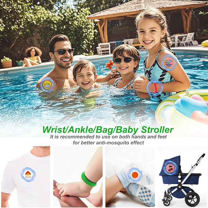 360Pcs Mosquito Patches Stickers,Natural Plant Based Individually Wrapped Mosquito Stickers with 6 Pack Mosquito Repellent Bracelets for Kids Adult Outdoor Hiking, Camping, Travel-CubbioJoy