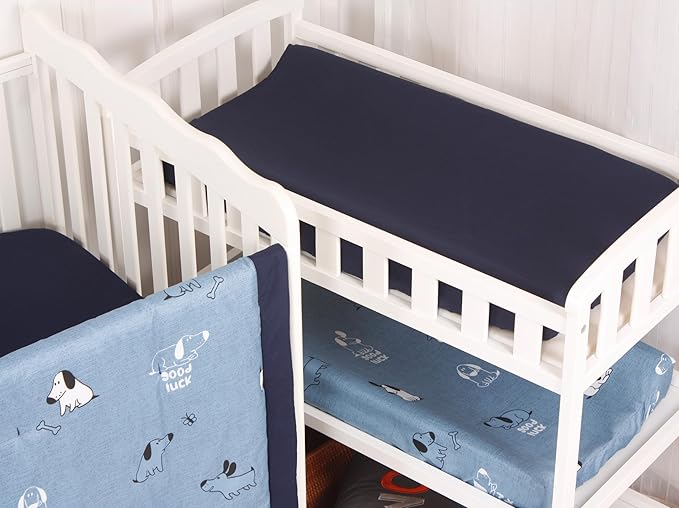 CaSaJa 4-Piece Crib Bedding Set for Boys and Girls, Nursery Baby Bedding Set Including Quilted Comforter with Fitted Crib Sheet and Changing Pad Covers, Reversible Quilt Design, Good Luck Puppy-CubbioJoy