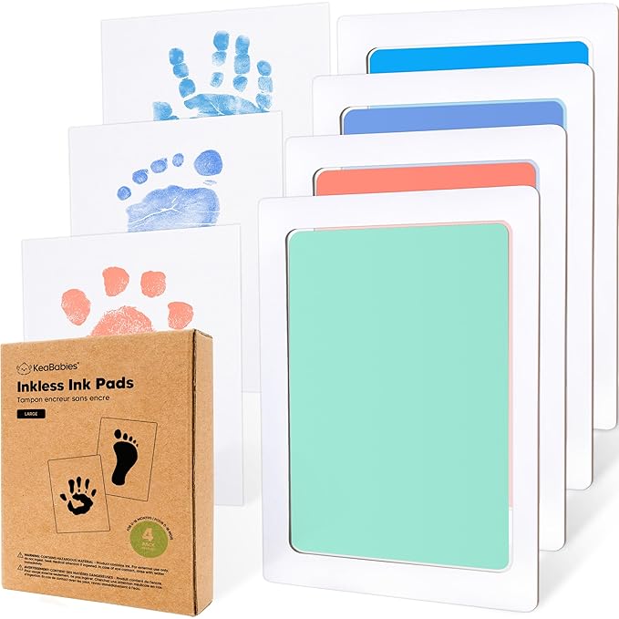 4-Pack Inkless Baby Hand and Footprint Kit - Mess Free Ink Pad for Newborn Keepsake, Dog Nose & Paw Print Kit, Clean Touch Ink Pad for Baby Hand & Footprints, Ideal New Mom Gifts (Popsicle, L)-CubbioJoy
