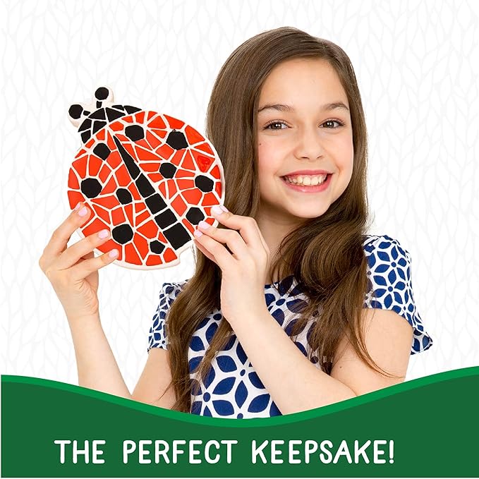 Creative Roots Mosaic Ladybug Stone, Includes 7-Inch Ceramic Stepping Stone & 6 Vibrant Paints, DIY Garden Stepping Stone Kit for Kids Ages 6+-CubbioJoy