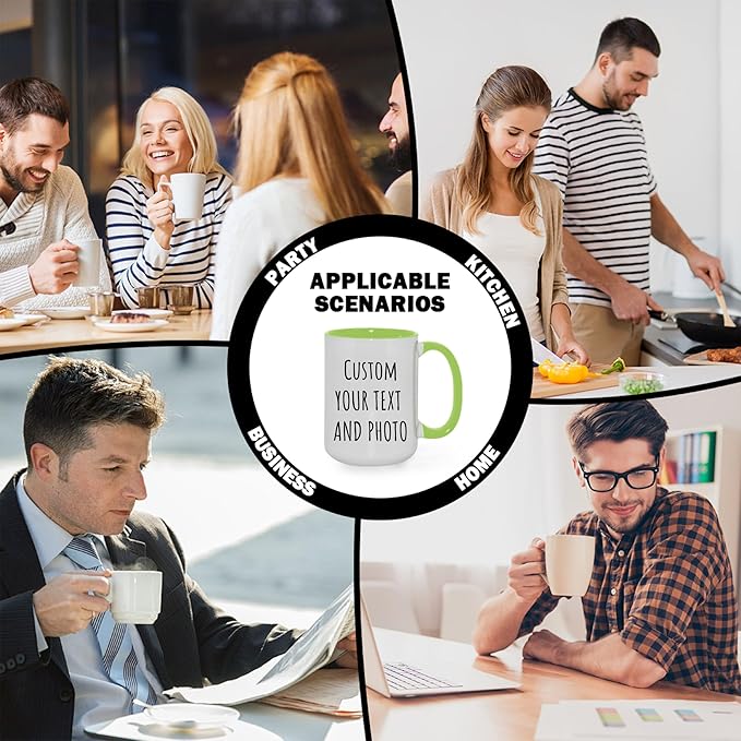 Custom Mug Upload Your Picture Personalized Coffee Mug with Photo Text Name Customized Cup Unique Ideas Gifts for Men Women Mom Dad Girlfriend Boyfriend Friend Family (Green, 15oz)-CubbioJoy