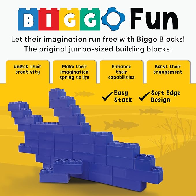 Big Blocks for Kids Ages 4-8 — Indoor & Outdoor Blocks Kids Games — Blue Large Building Blocks - 48 pc-CubbioJoy