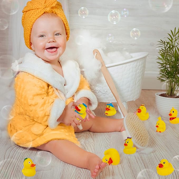 Set of 15 Duck Bath Toy Rubber Duckies, 2 Inches Bathtub Duck Set Squeak Rubber Floating Duck Baby Shower Bath Tub Pool Toys-CubbioJoy