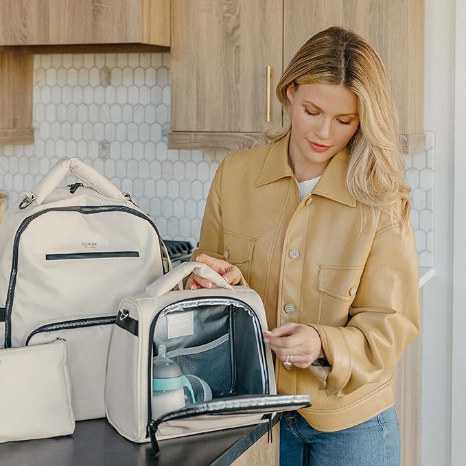 JuJuBe x Witney Carson - New Insulated Bottle Bag, Breastmilk Storage Bag for Baby Bottles, Waterproof Travel Lunch Bag or Cooler Bag for Nursing, Milk, Food, Snacks, Cloud, Mothers Day Gift-CubbioJoy