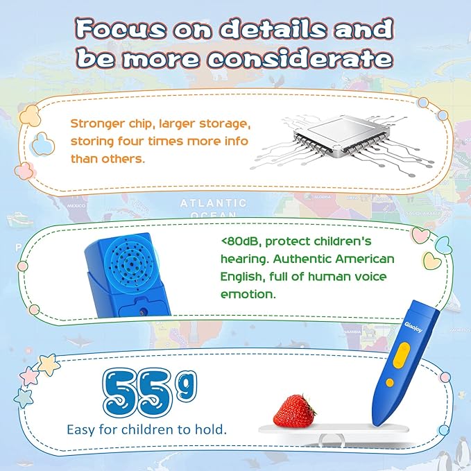 Bilingual Interactive Kids Talking World Map & Dinosaur Poster for Kids Learning and Educational Toys, Talking Educational Toys for 3 to 12 Years Old Girls/Boys, Preschool Learning Chart-CubbioJoy