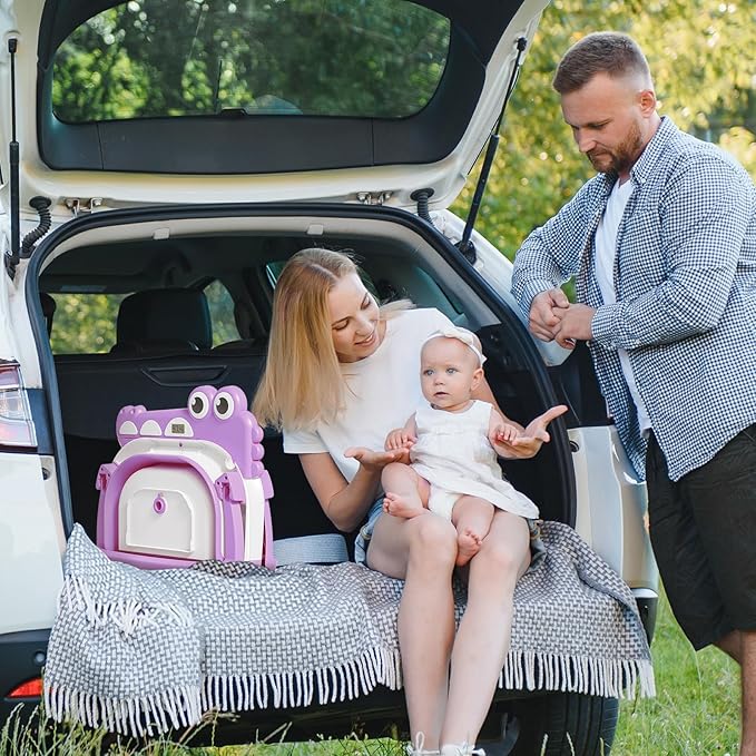 Collapsible Baby Bathtub for Newborn, Foldable Baby Bath Tub with Thermometer & Soft Floating Cushion & Drain Hole, Portable Travel Infant Bath Tubs for Newborns to Toddlers 0-36 Months Girls-CubbioJoy