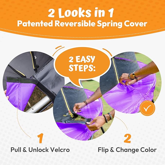 JUMPZYLLA Trampoline Outdoor 8FT 10FT 12FT 14FT 15FT 16FT with Enclosure and Ladder, ASTM Approved Recreational Trampoline for Kids and Adults, Anti-Rust Coated Frame-CubbioJoy