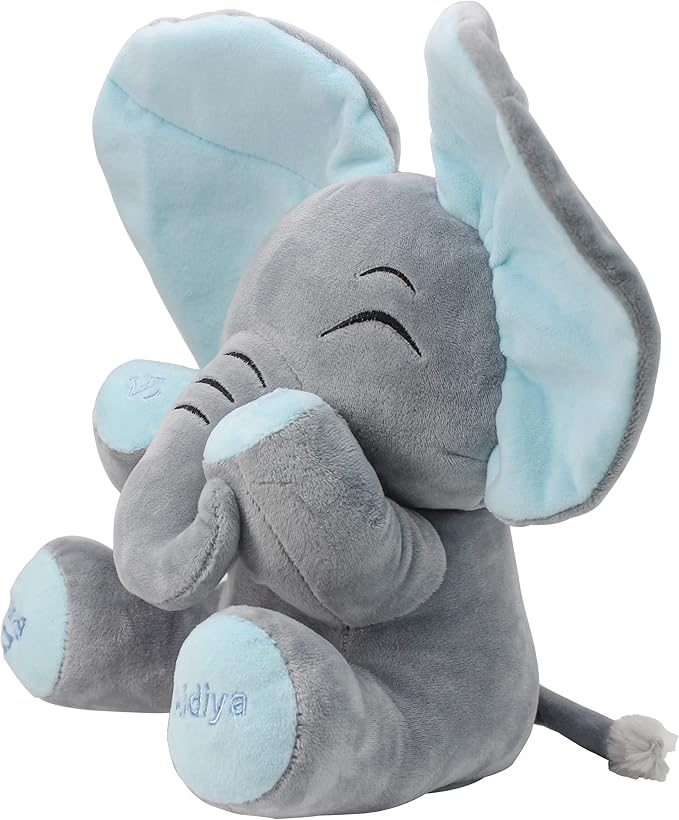 Aidiya Elephant Stuffed Animals Baby Gifts Peluches Ear Interactive Elephant Talking Singing Plush Toys for Girls Boys Gift Adjustable Volume 11.8" Set (Blue)-CubbioJoy
