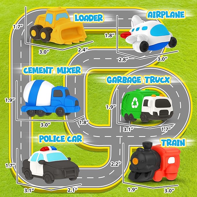 6 PCS Vehicle Floating Bath Toys Mold Free Infant Bath Tub Toys for 12 Months - No Hole Bathtub Toys for Toddlers 1-3 Water Pool Toys for Baby Toddler Ages 1+-CubbioJoy