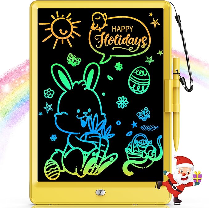 Bravokids LCD Writing Tablet for 3-8 Year Old Girls and Boys - 10 Inch Electronic Doodle Board Drawing Pad, Educational Birthday Gift for Kids and Toddlers (Yellow)-CubbioJoy